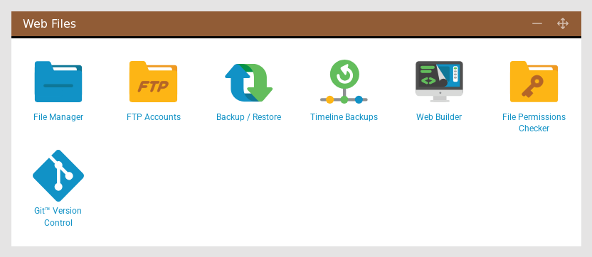 The Web Files section of the Control Panel with the File Manager icon outlined