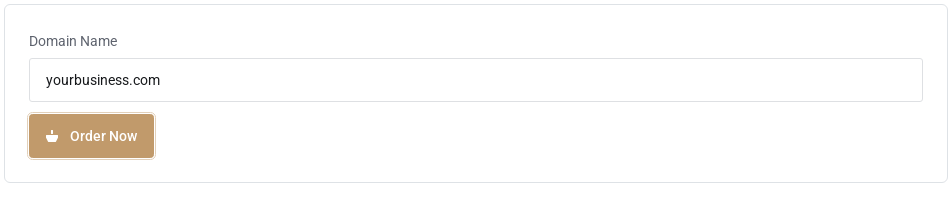 The Host Dada Transfer Domain form with a domain entered and the Order Now button highlighted